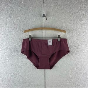 Auden l L Retro Pinup Burlesque Mid Rise Stretch Seamless Hipster Pink Red Panty